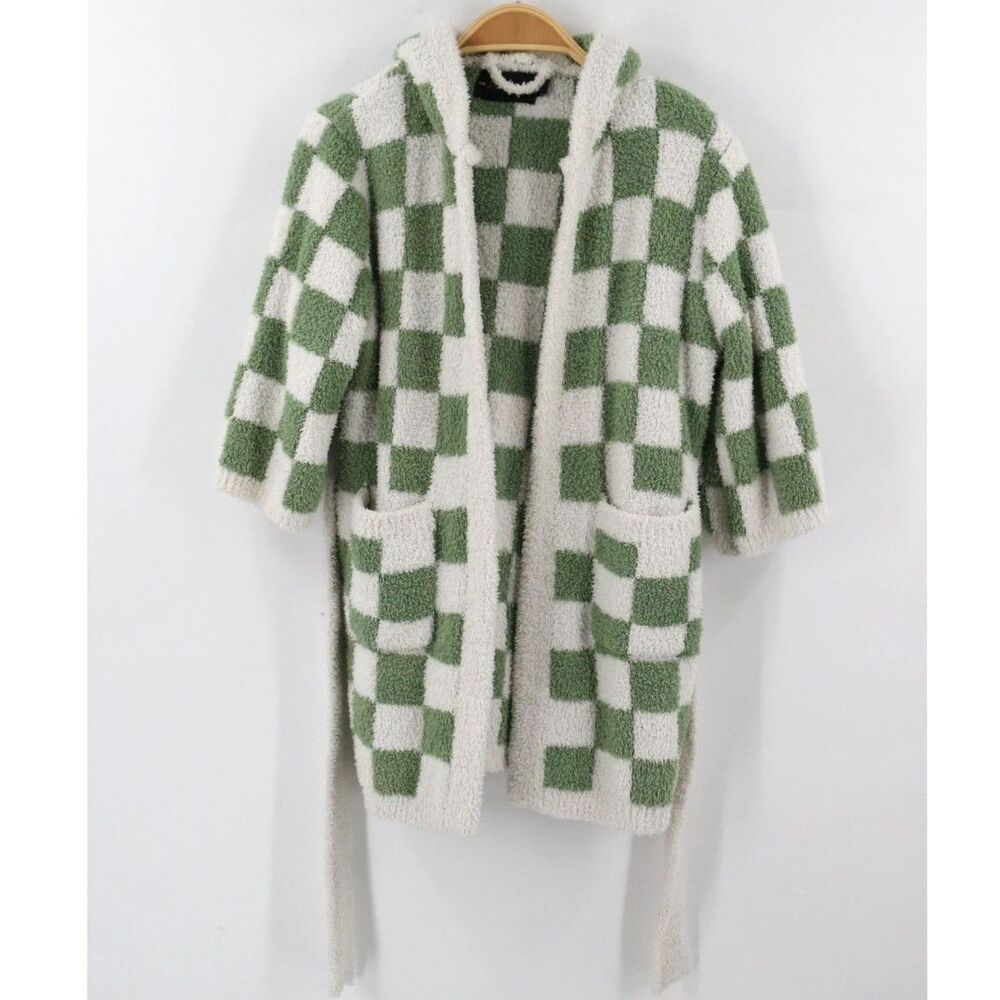 The Styled Collection Kids Sherpa Fleece Robe Checkered Green Size 2- 5 Years